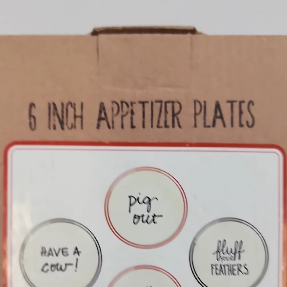 Formation Brands Dining White Appetizer Plates with Black Text Set Of 4 Plates